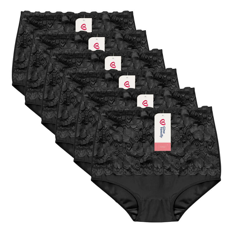 6 Pack Pantaleta Gina Vanelly Venecia Control Abdomen Licra