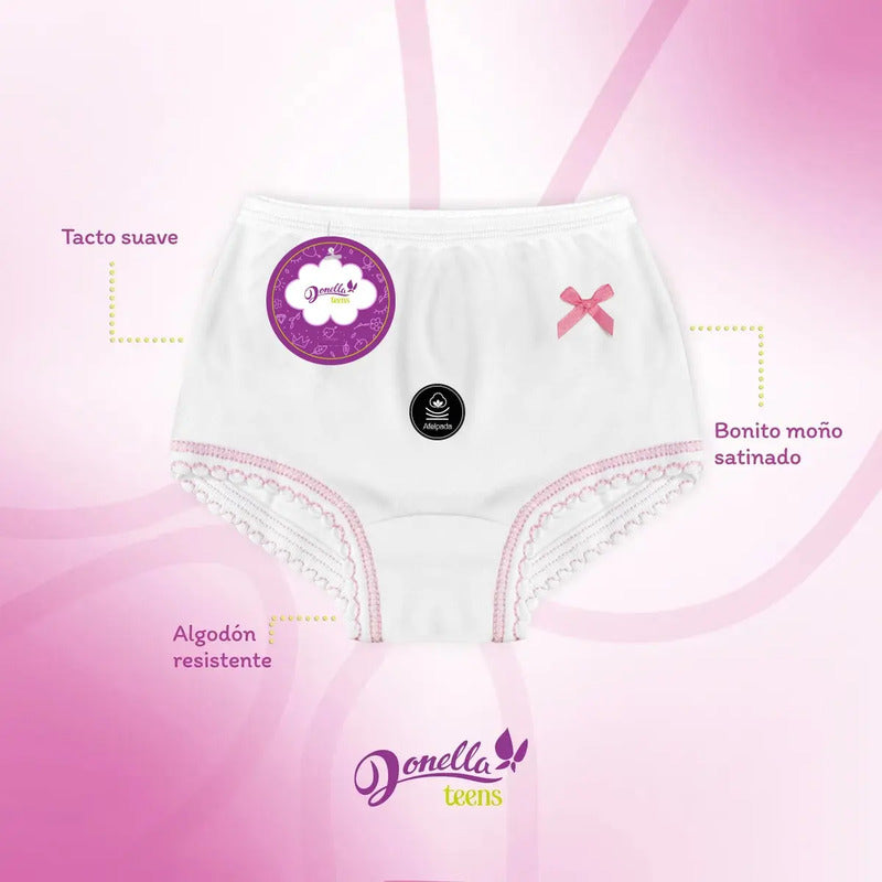 6 Pack Pantaleta Niña Donella Algodón Afelpado Durables