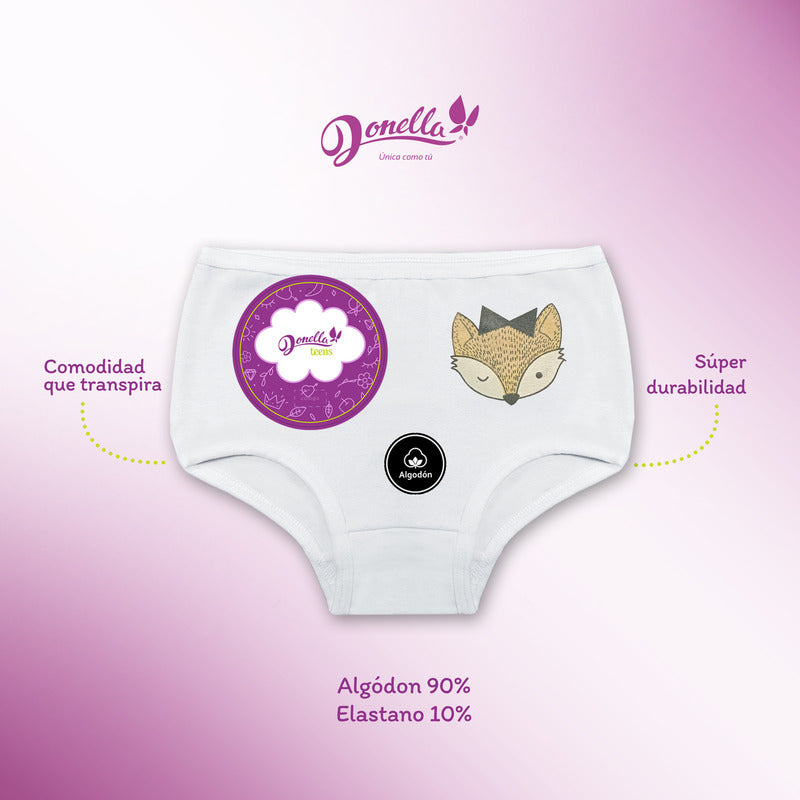 12 Pack Pantaleta Niña Donella Algodón Coquetas Durables