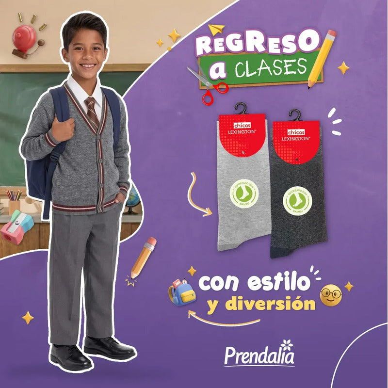 6pack Calcetines Niño Lexington Vestir Algodón Licra Premium