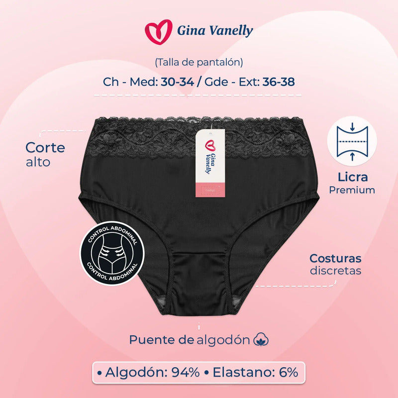 6 Pack Pantaleta Gina Vanelly Montreal Control Abdomen Licra