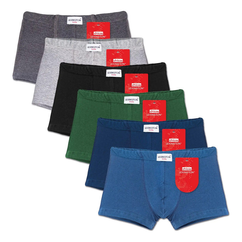 6 Pack Bóxer Niño Lexington Algodón Premium Ajuste Perfecto