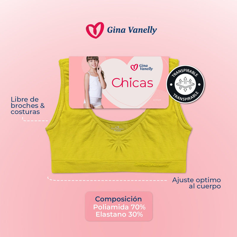 6 Pack Top Corpiño Gina Vanelly Niña Microfibra Premium