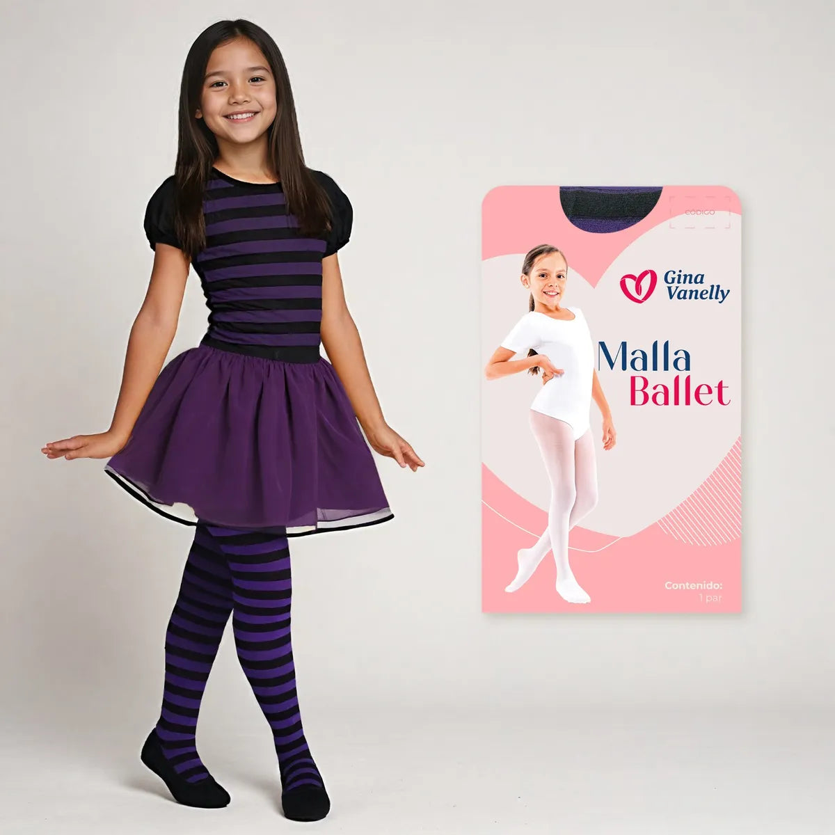 Malla Gina Vanelly  Ballet Rayas Duende Halloween Disfraz