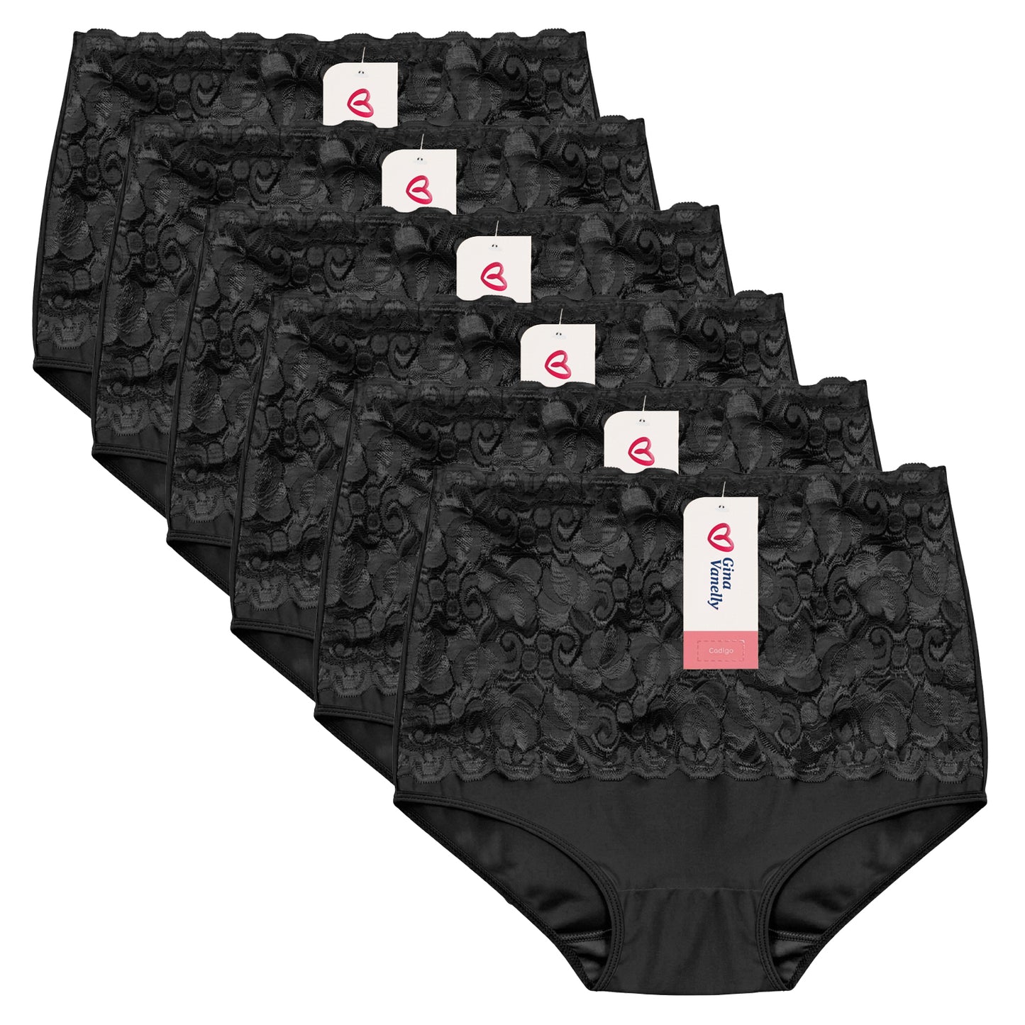 6 Pack Pantaleta Gina Vanelly Venecia Control Abdomen Licra Surtido Gde-ext