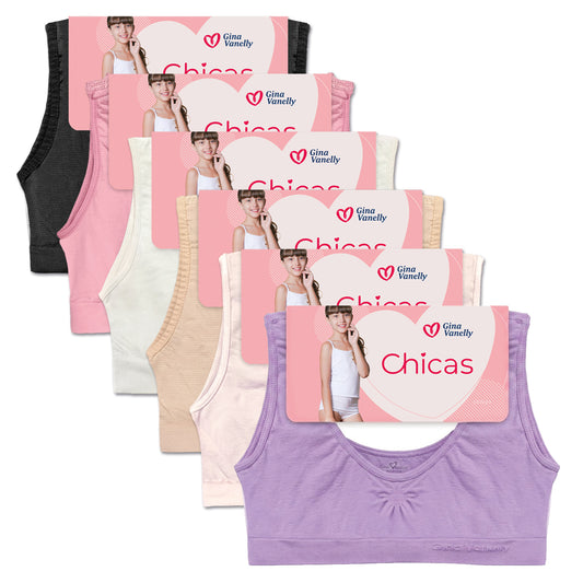 6 Pack Top Corpiño Gina Vanelly Niña Microfibra Premium