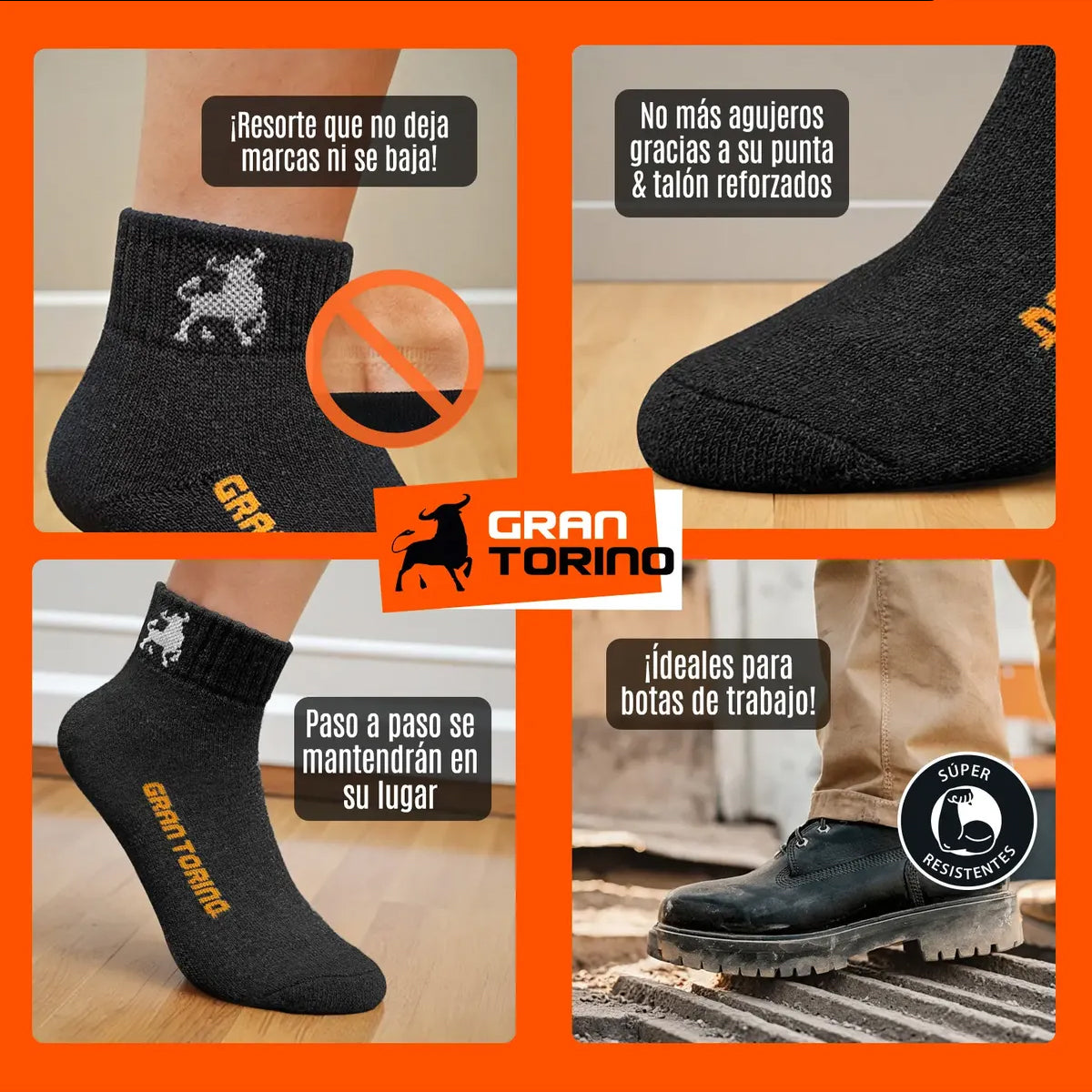 12 Pares Tines Deportivos Gran Torino Algodón Super Durables