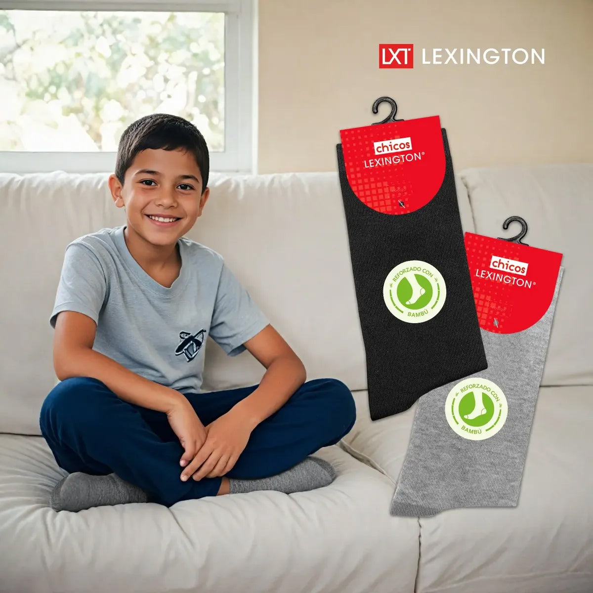 6 Pack Calcetín Lexington Niño Vestir Algodón Licra Premium