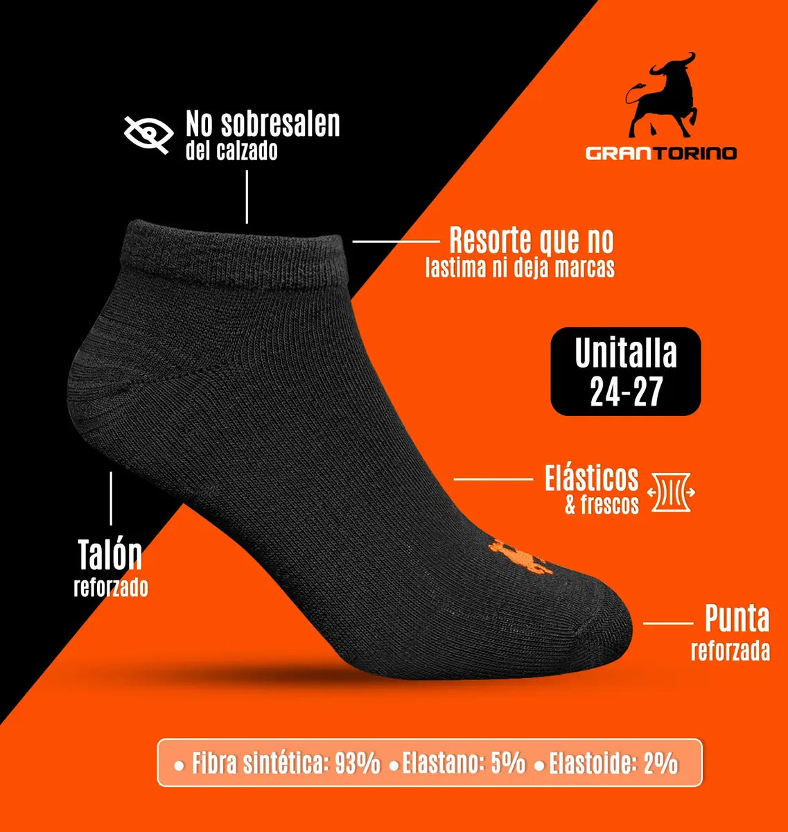 12 Pares Tines Hombre Invisibles Super Cómodos Durables