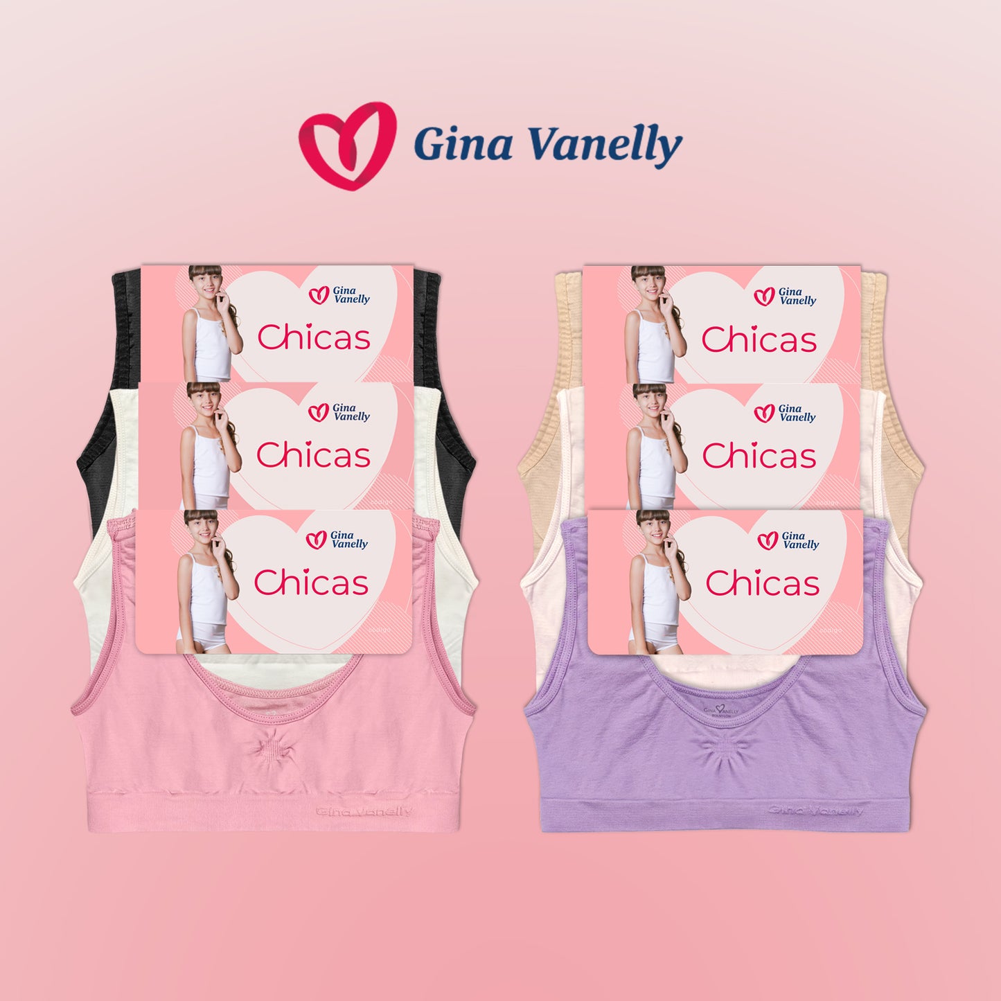 6 Pack Top Corpiño Gina Vanelly Niña Microfibra Premium